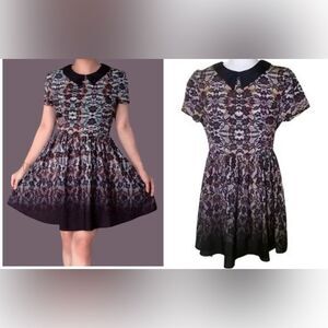 Topshop Ombre Lace Floral Peter Pan Collar Tea Dress Babydoll Size 4
